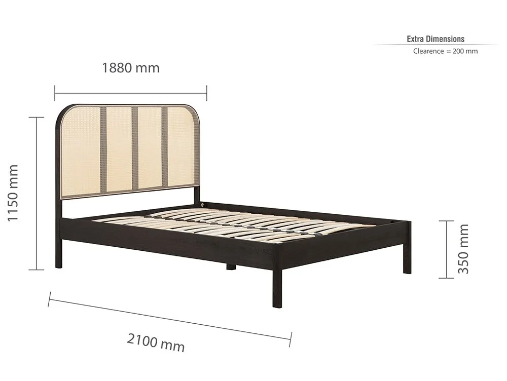 Birlea Furniture & Beds Birlea Margot 6ft Super King Size Rattan and Black Wooden Bed Frame