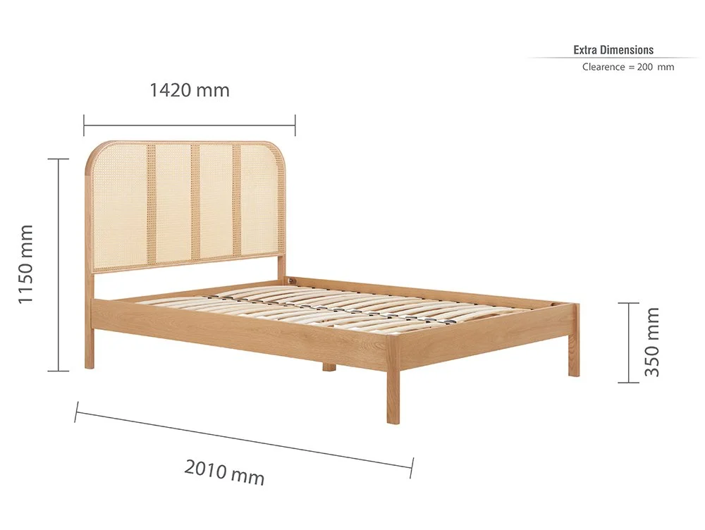 Birlea Furniture & Beds Birlea Margot 4ft6 Double Rattan and Oak Wooden Bed Frame