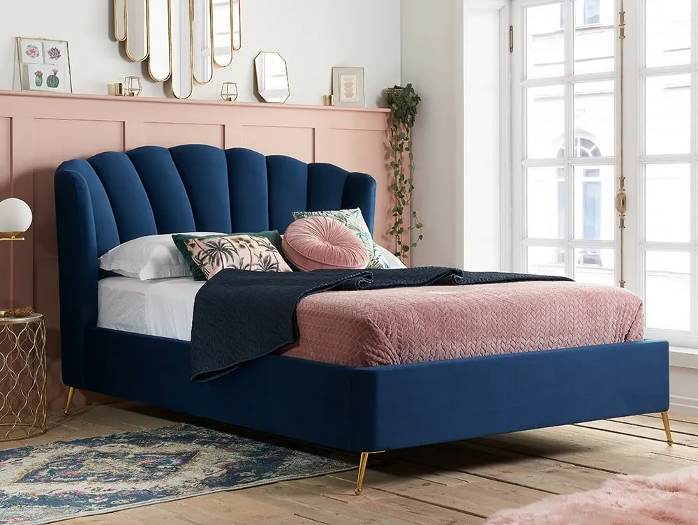 Birlea Furniture & Beds Birlea Lottie 5ft King Size Midnight Blue Fabric Ottoman Bed Frame