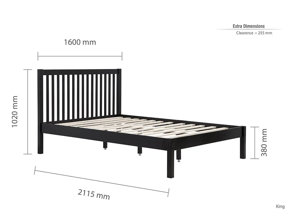 Birlea Furniture & Beds Birlea Nova 5ft King Size Black Wooden Bed Frame