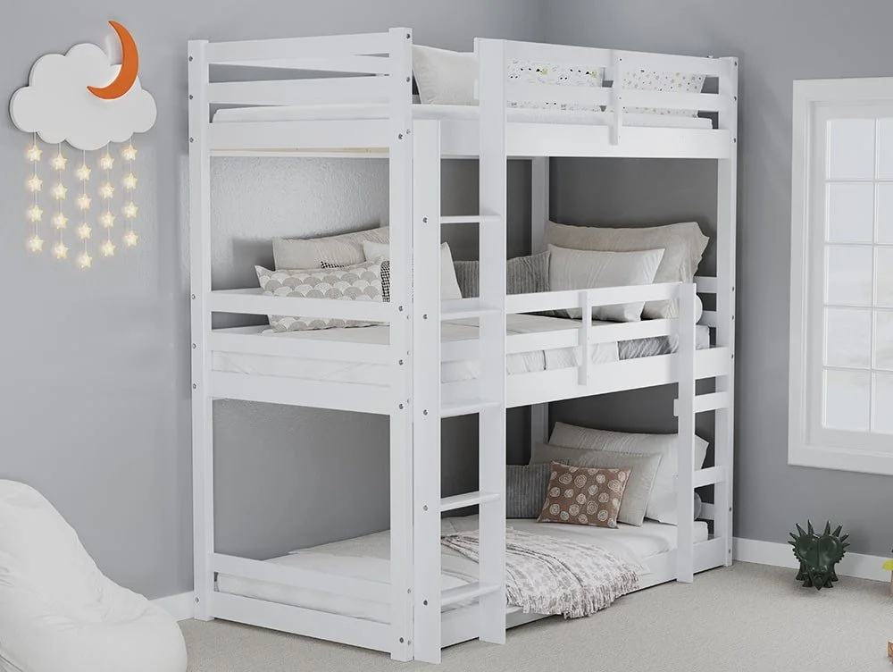 Birlea Furniture & Beds Birlea Tressa 3ft White Wooden Triple Bunk Bed Frame