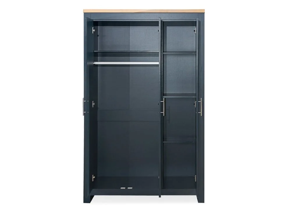 Birlea Furniture & Beds Birlea Highgate Navy and Oak 3 Door Mirrored Wardrobe