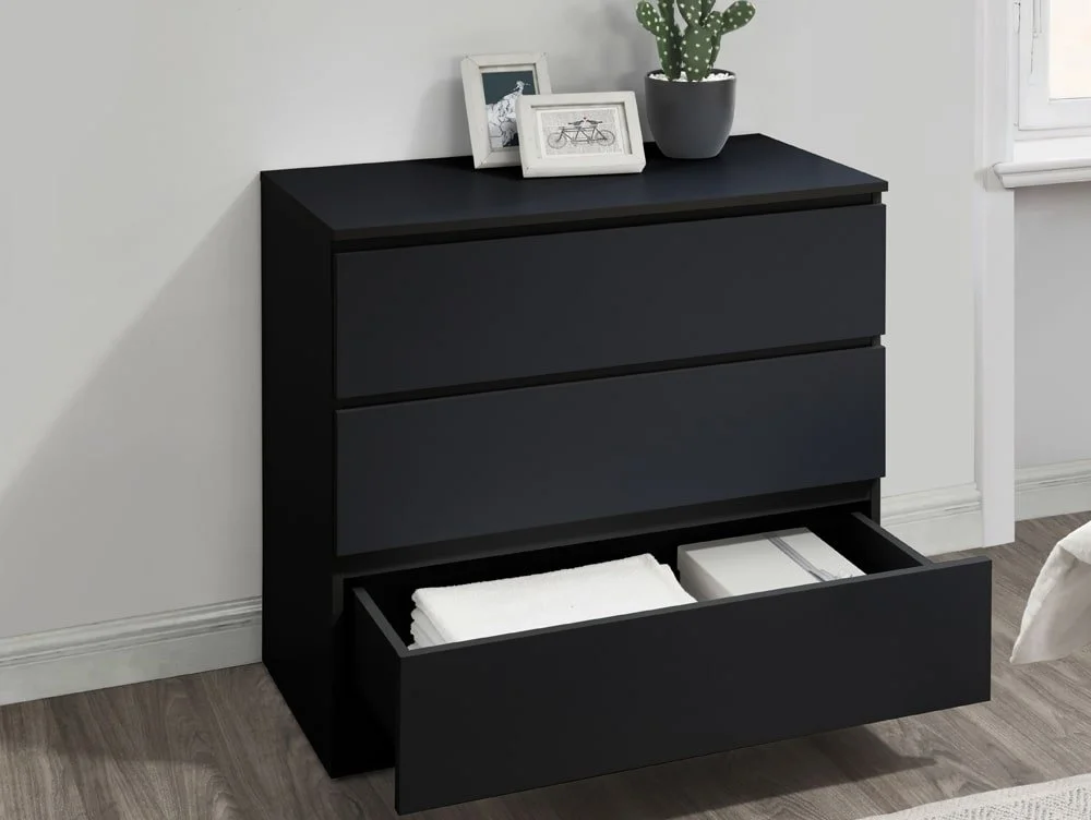 Birlea Furniture & Beds Birlea Oslo Black 3 Drawer Chest of Drawers