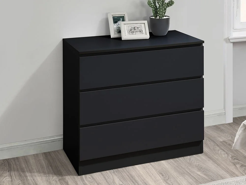 Birlea Furniture & Beds Birlea Oslo Black 3 Drawer Chest of Drawers