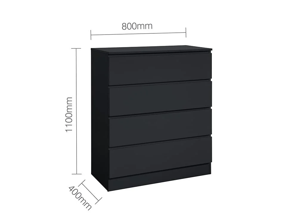 Birlea Furniture & Beds Birlea Oslo Black 4 Drawer Chest of Drawers