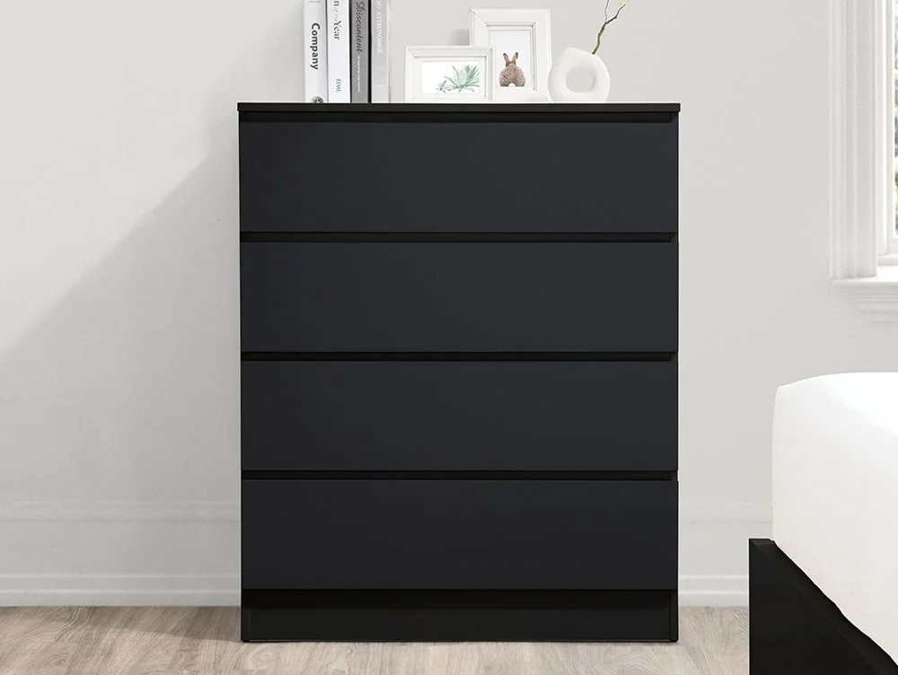 Birlea Furniture & Beds Birlea Oslo Black 4 Drawer Chest of Drawers