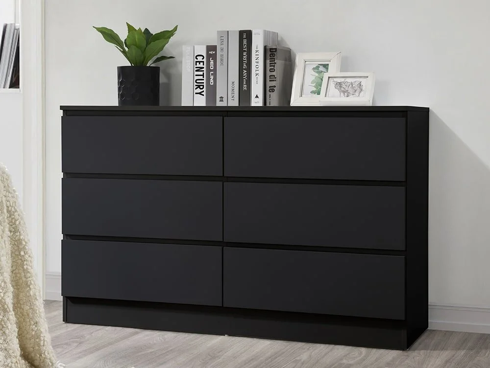 Birlea Furniture & Beds Birlea Oslo Black 6 Drawer Chest of Drawers