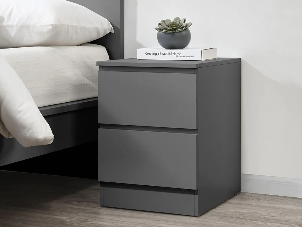 Birlea Furniture & Beds Birlea Oslo Grey 2 Drawer Bedside Table