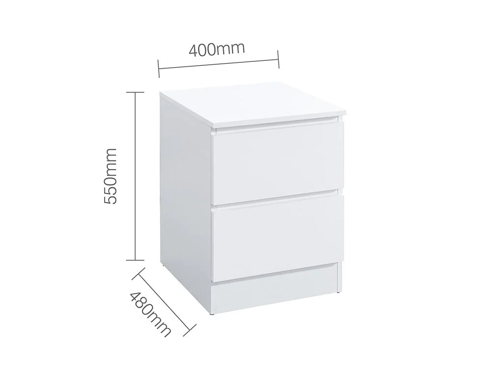 Birlea Furniture & Beds Birlea Oslo White 2 Drawer Bedside Table