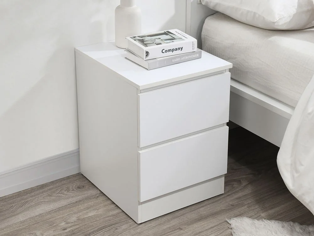 Birlea Furniture & Beds Birlea Oslo White 2 Drawer Bedside Table