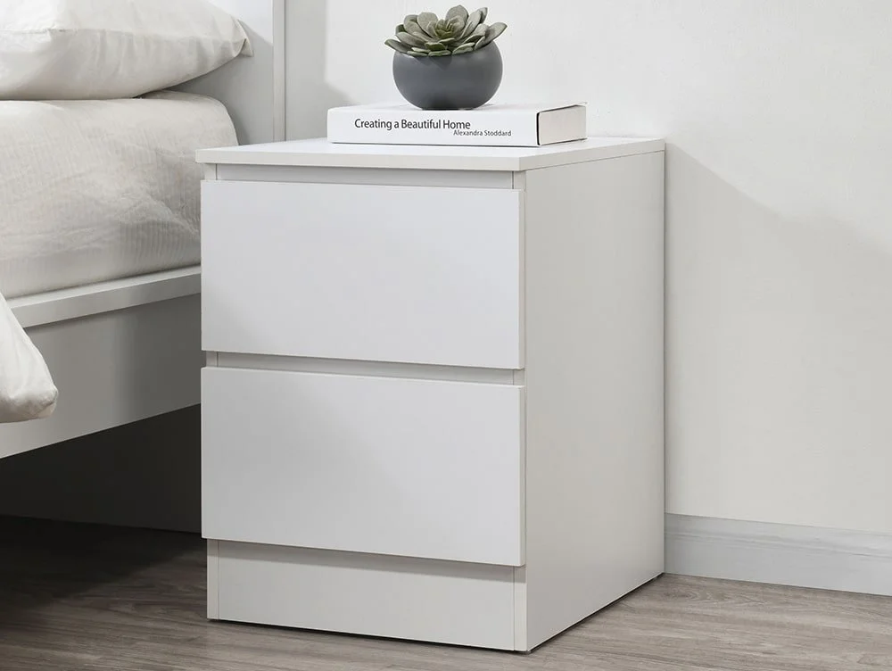 Birlea Furniture & Beds Birlea Oslo White 2 Drawer Bedside Table