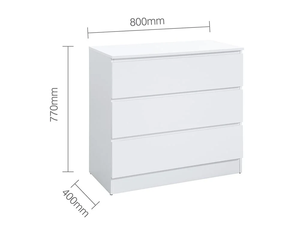 Birlea Furniture & Beds Birlea Oslo White 3 Drawer Chest of Drawers