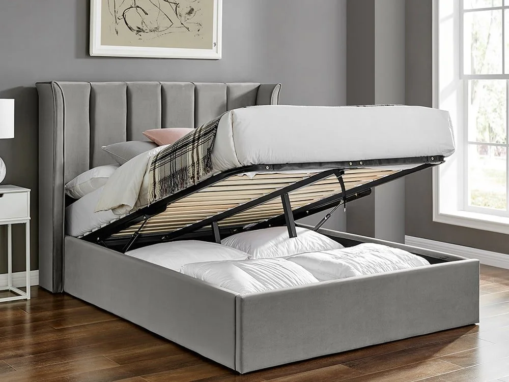 Limelight  Limelight Polaris 5ft King Size Silver Fabric Ottoman Bed Frame