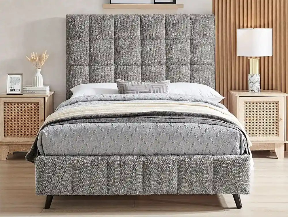 Limelight  Limelight Starla Square 5ft King Size Dove Grey Boucle Fabric Bed Frame