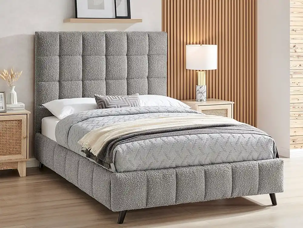 Limelight  Limelight Starla Square 5ft King Size Dove Grey Boucle Fabric Bed Frame