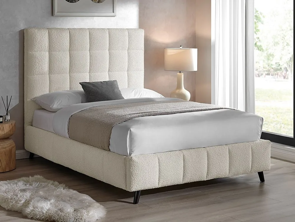 Limelight  Limelight Starla Square 4ft6 Double Ivory Boucle Fabric Bed Frame