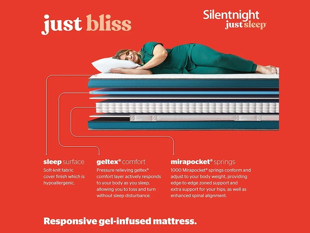 Silentnight Silentnight Just Sleep Bliss Gel Mirapocket 1000 3ft Single Mattress in a Box