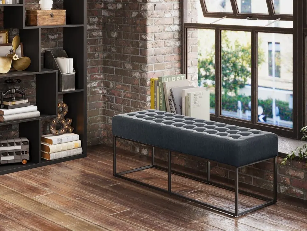 LPD LPD Boden Steel Grey Fabric Bench