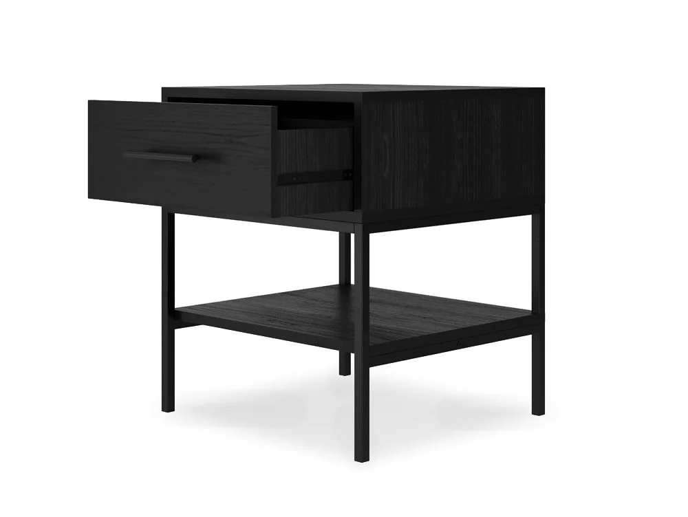 LPD LPD Boston Black 1 Drawer Bedside Table