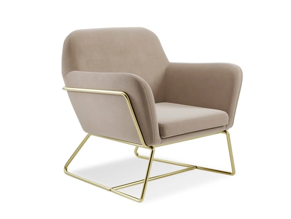 LPD LPD Charles Beige Velvet Fabric Armchair