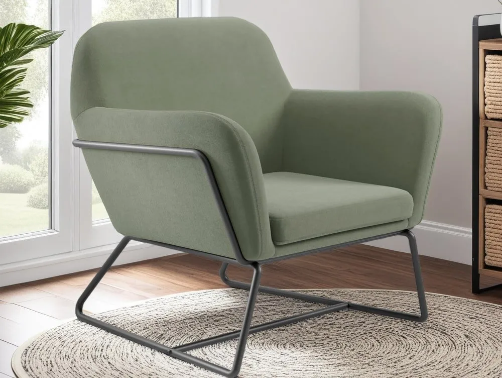 LPD LPD Charles Sage Green Velvet Fabric Armchair