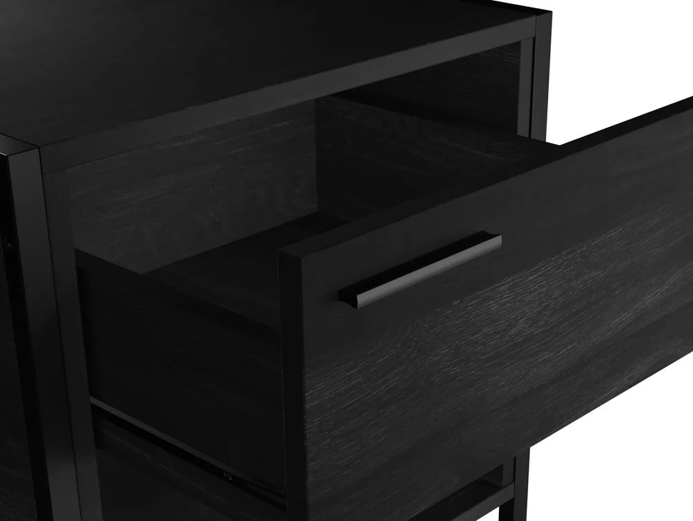 LPD LPD Hoxton Black Wood Effect 1 Drawer Bedside Table