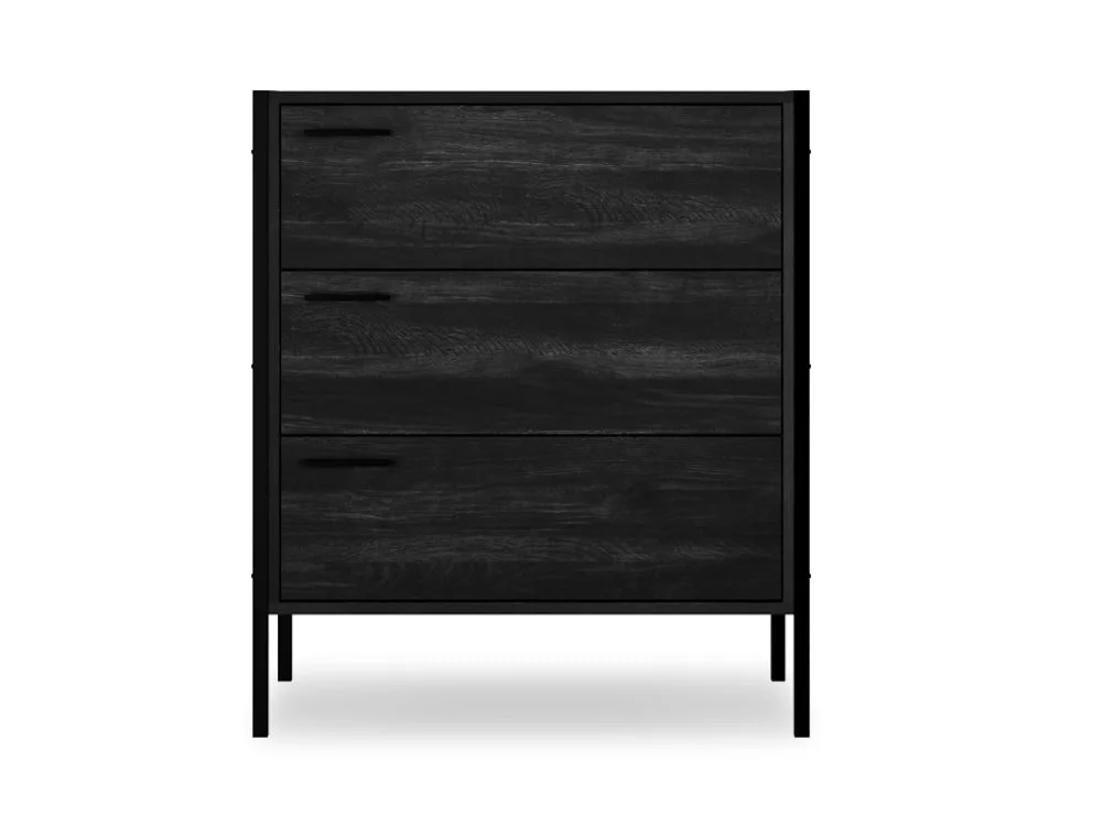 LPD LPD Hoxton Black Wood Effect 3 Drawer Chest of Drawers