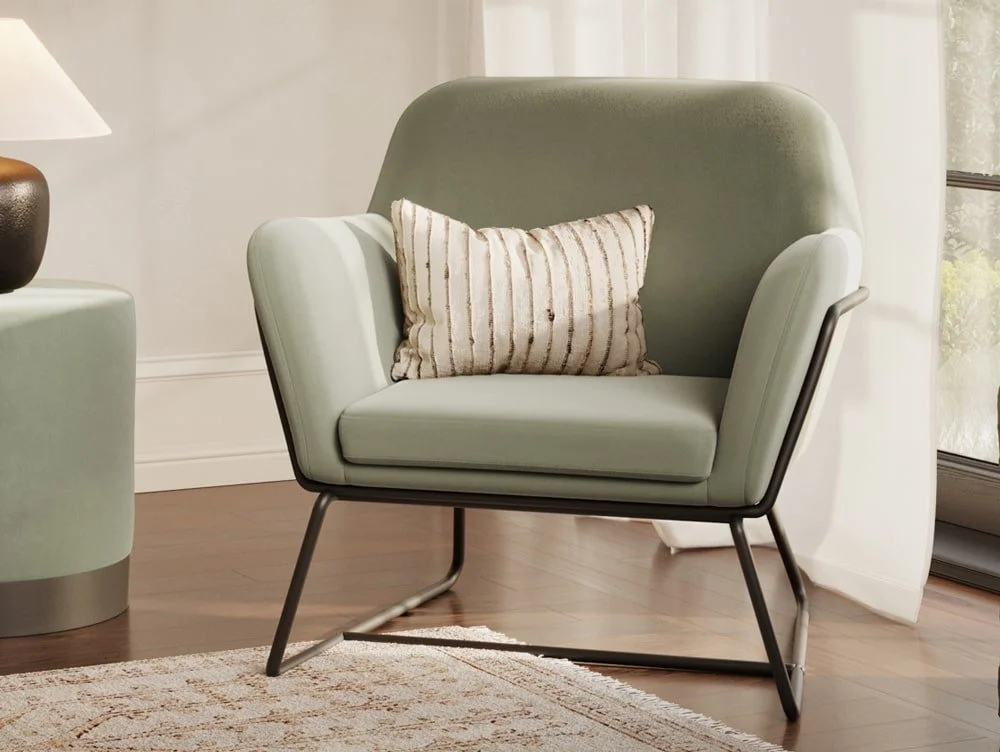 LPD LPD Charles Sage Green Velvet Fabric Armchair