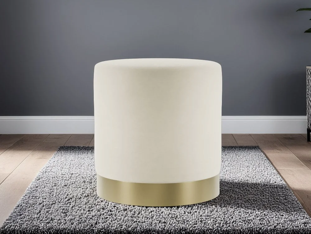 LPD LPD Lara Cream and Gold Fabric Bedroom Stool