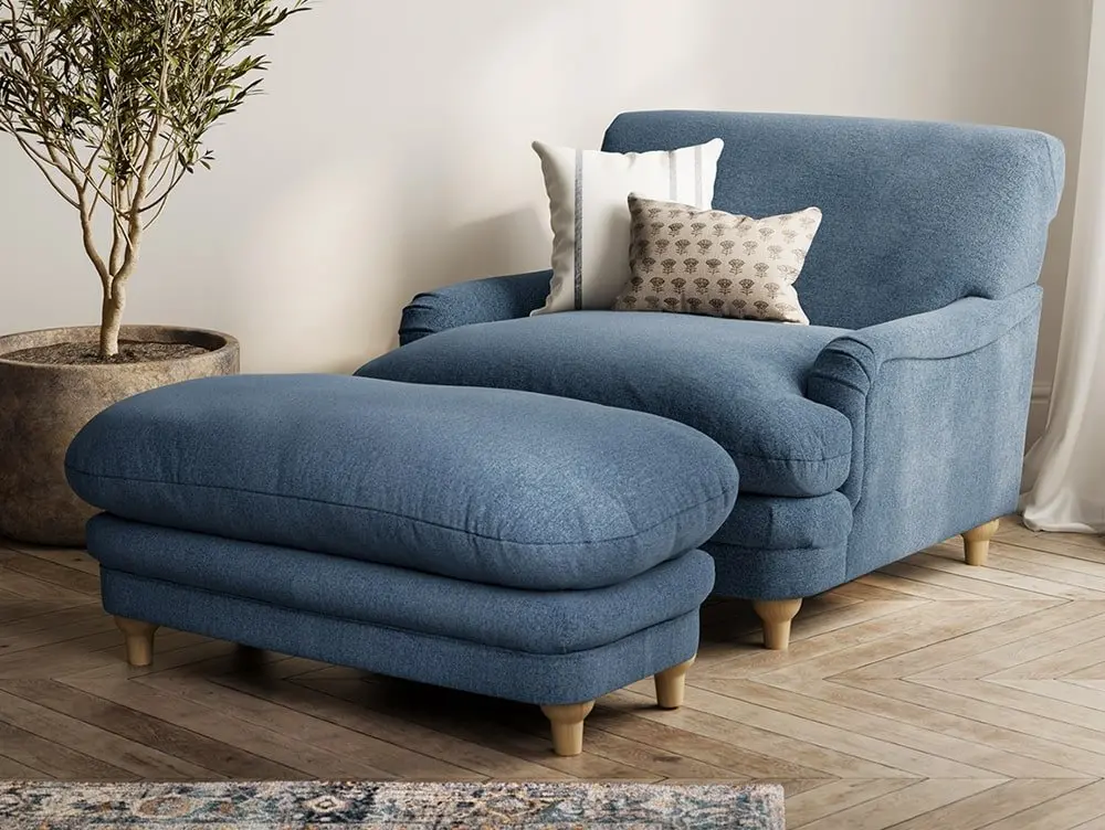 LPD LPD Plumpton Denim Blue Fabric Foot Stool