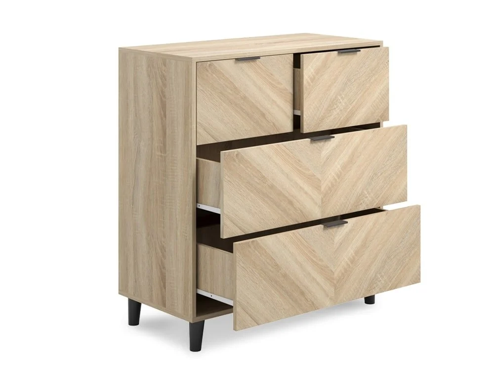 LPD LPD Stockholm Chevron Light Oak 4 Door Chest of Drawers