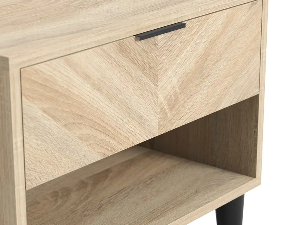 LPD LPD Stockholm Chevron Light Oak 1 Drawer Bedside Table