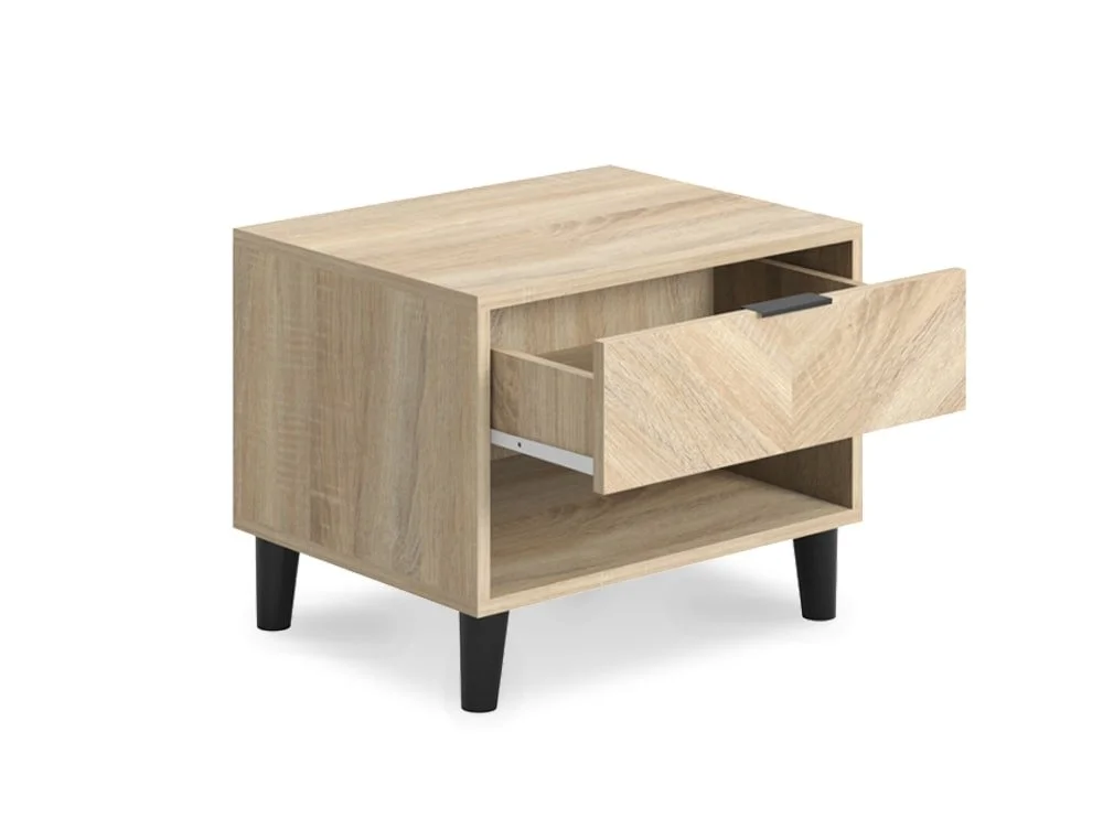 LPD LPD Stockholm Chevron Light Oak 1 Drawer Bedside Table