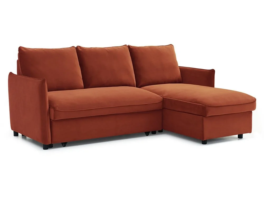 Kyoto Kyoto Blaire Burnt Orange Velvet Corner Sofa Bed