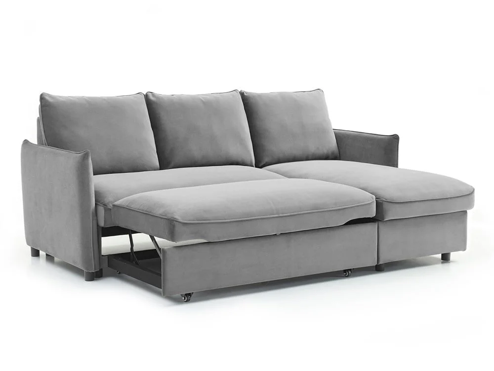 Kyoto Kyoto Blaire Grey Velvet Corner Sofa Bed