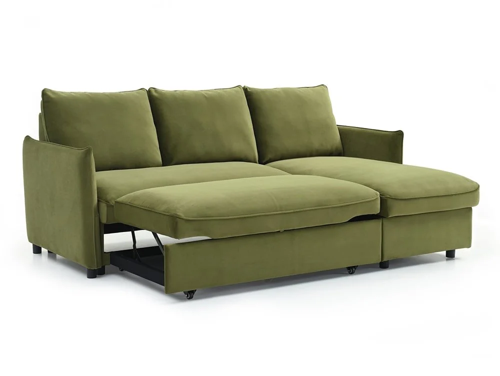 Kyoto Kyoto Blaire Olive Velvet Corner Sofa Bed