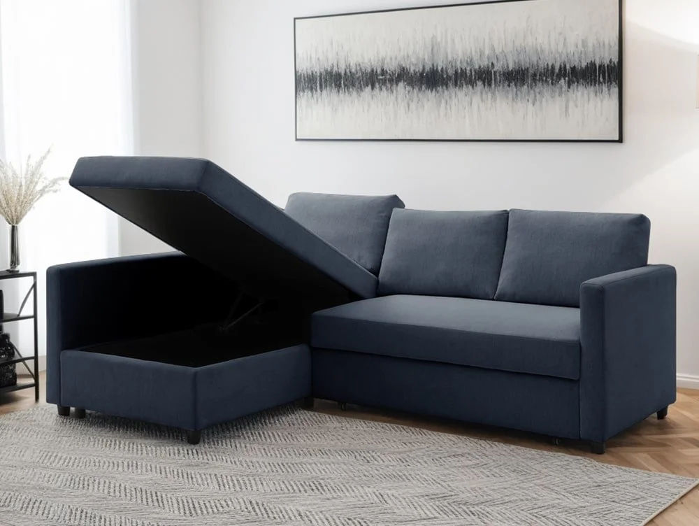 Kyoto Kyoto Clara Navy Blue Weave Corner Sofa Bed