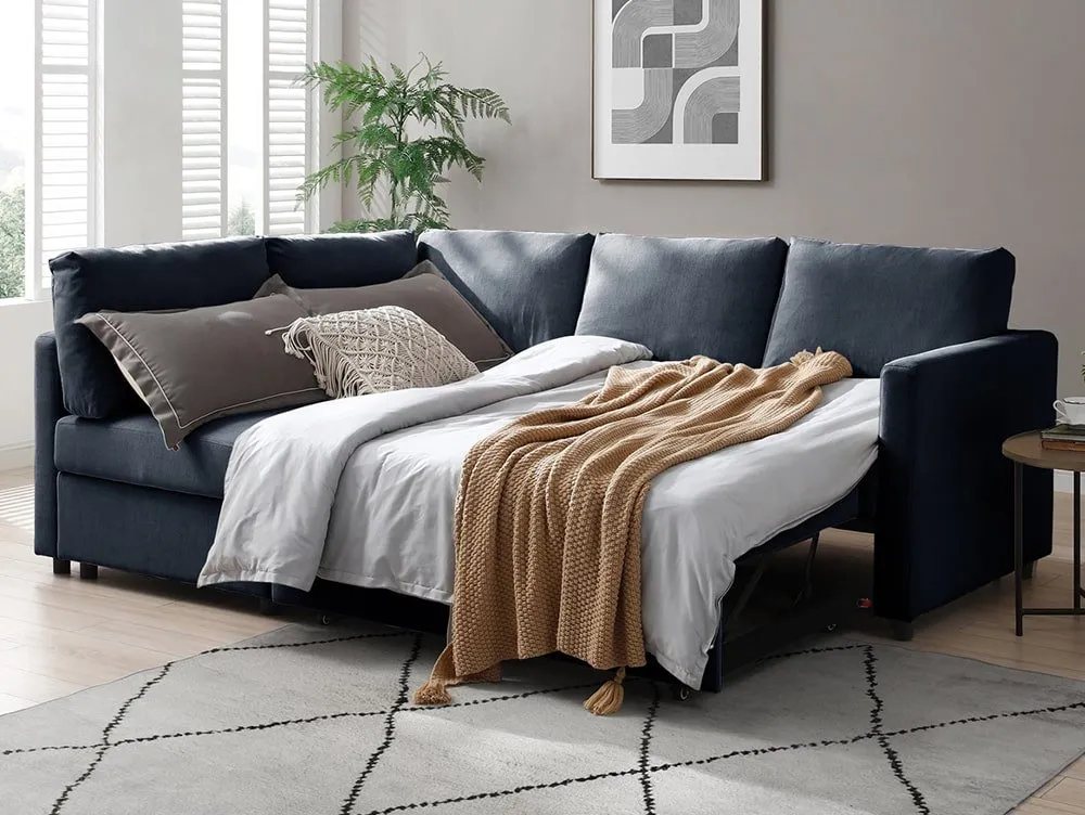 Kyoto Kyoto Clara Navy Blue Weave Corner Sofa Bed