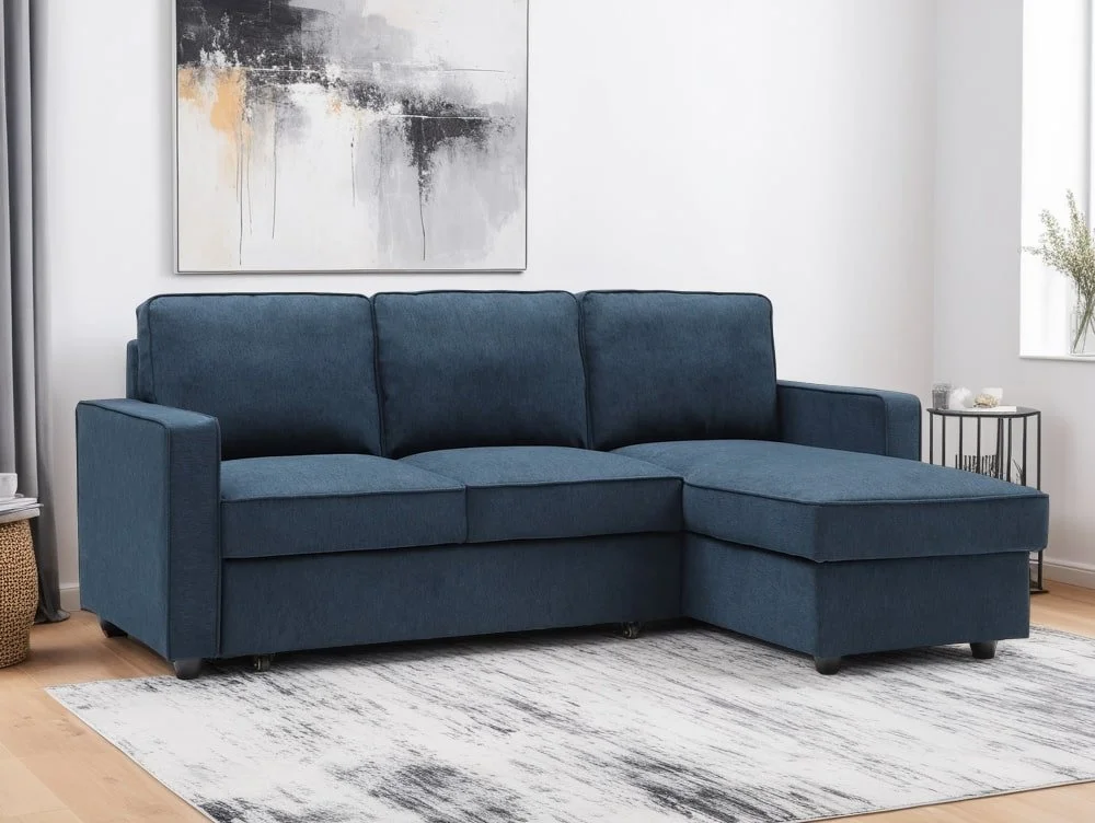 Kyoto Kyoto Myles Blue Weave Corner Sofa Bed