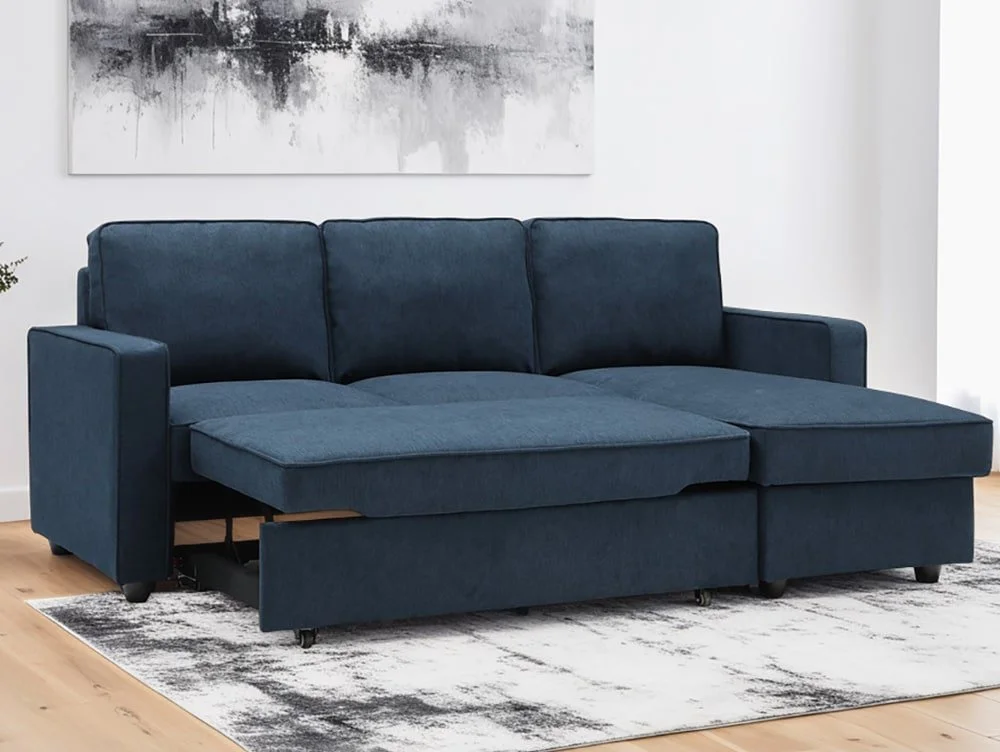 Kyoto Kyoto Myles Blue Weave Corner Sofa Bed