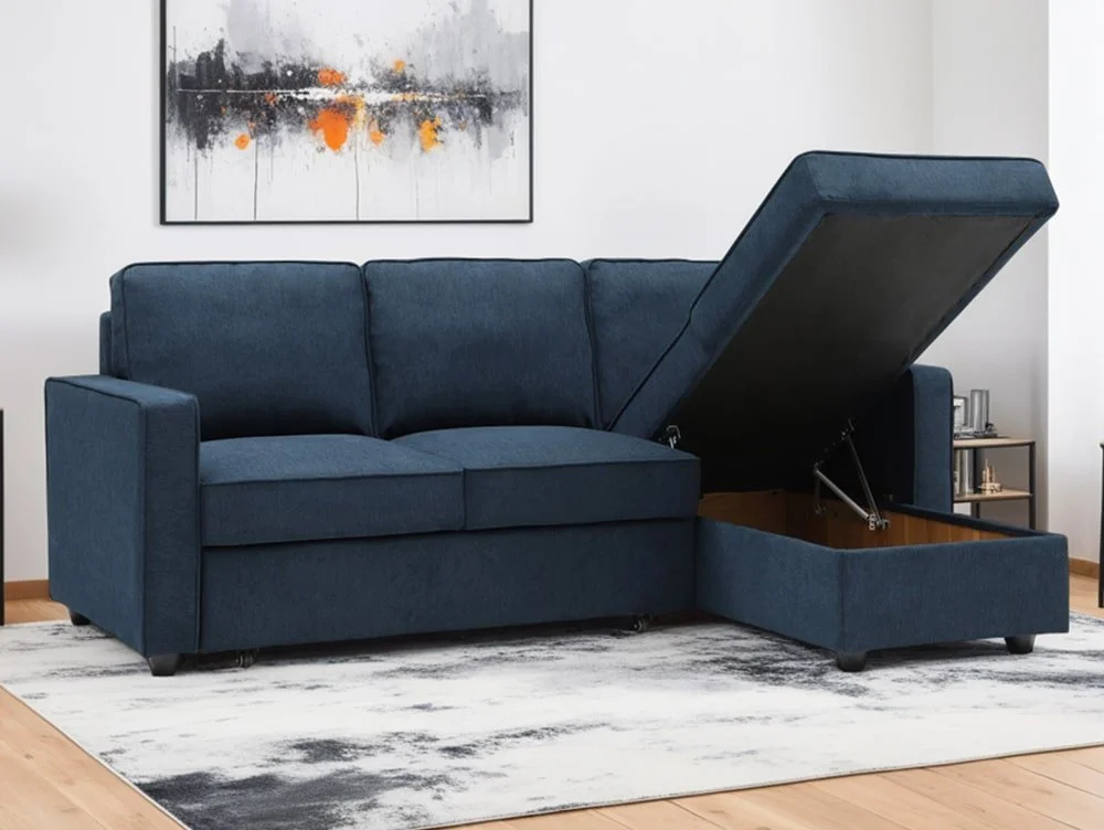 Kyoto Kyoto Myles Blue Weave Corner Sofa Bed