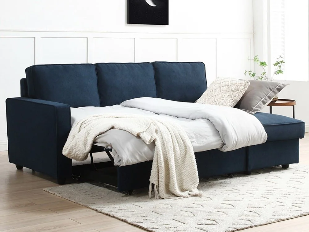 Kyoto Kyoto Myles Blue Weave Corner Sofa Bed