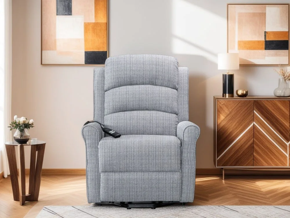 Kyoto Kyoto Baxter Dual Motor Grey Chenille Fabric Riser Recliner Chair