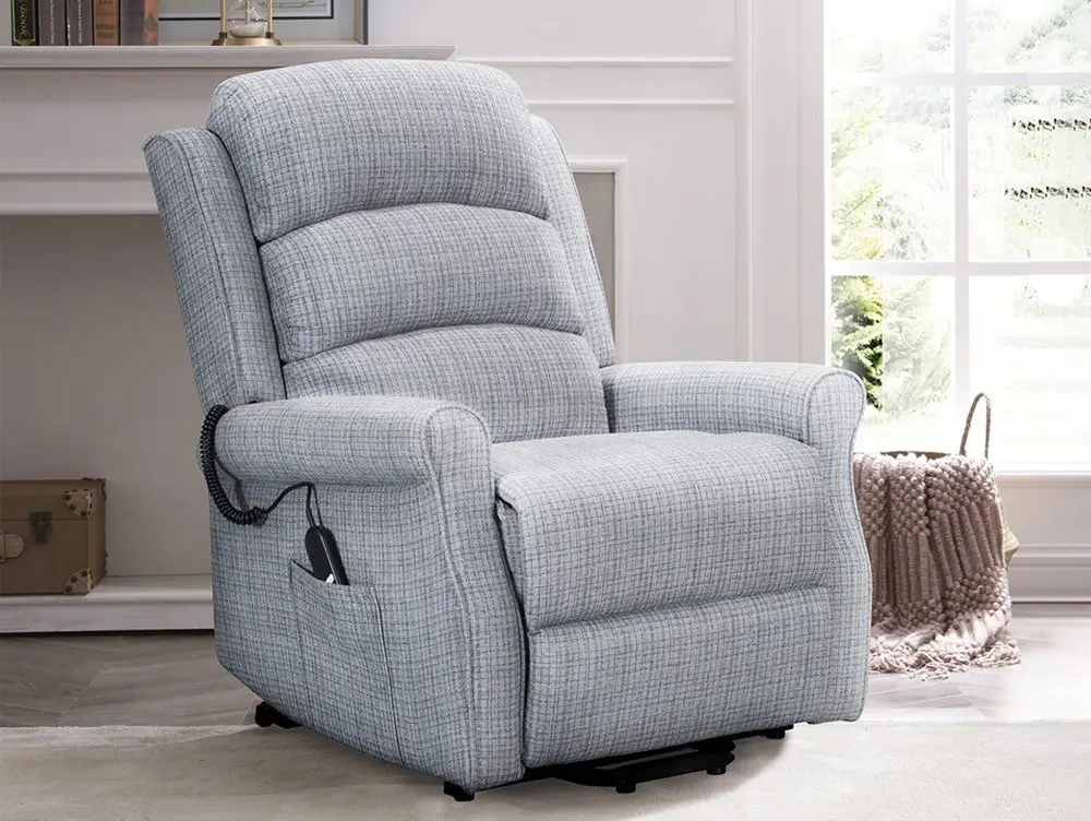 Kyoto Kyoto Baxter Dual Motor Grey Chenille Fabric Riser Recliner Chair