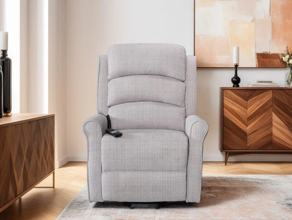 Kyoto Kyoto Baxter Dual Motor Natural Chenille Fabric Riser Recliner Chair