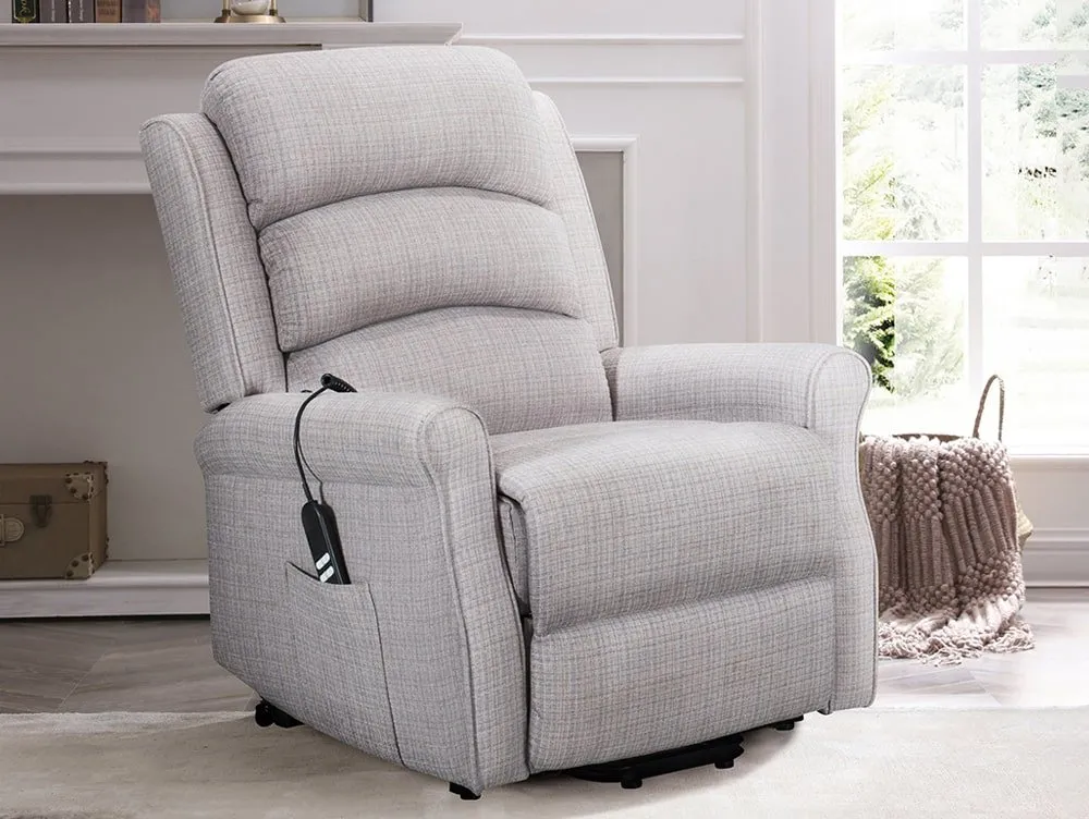 Kyoto Kyoto Baxter Dual Motor Natural Chenille Fabric Riser Recliner Chair