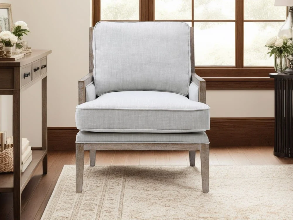 Kyoto Kyoto Beatrice Grey Linen Fabric Accent Chair