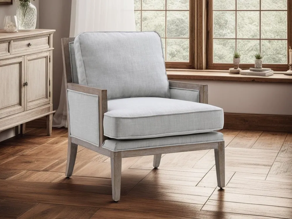 Kyoto Kyoto Beatrice Grey Linen Fabric Accent Chair