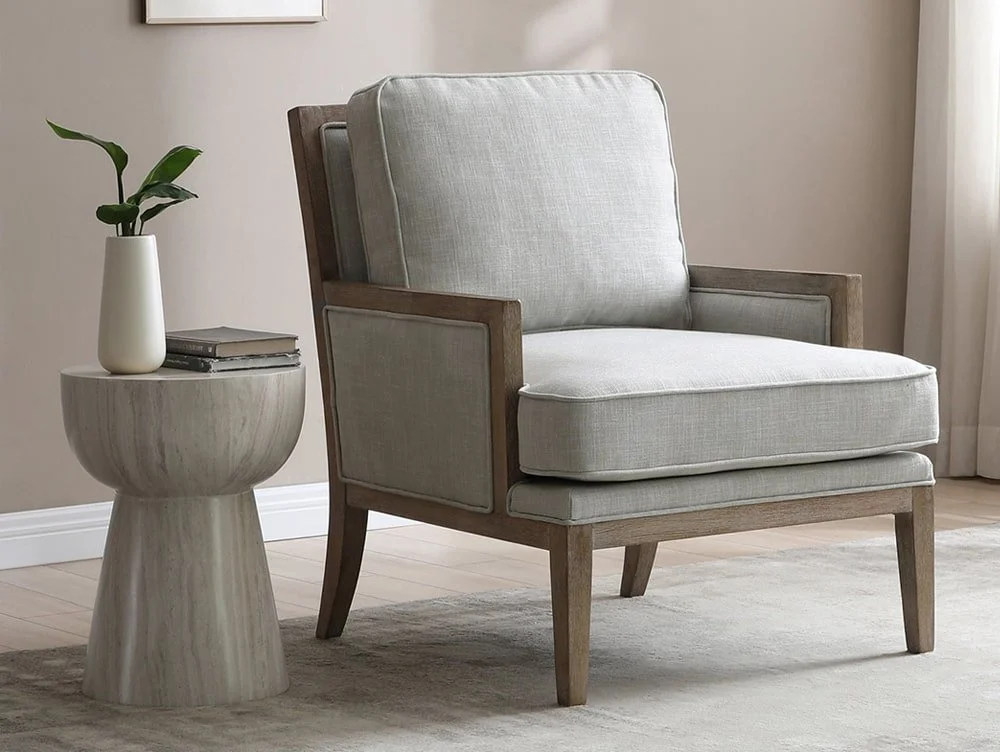 Kyoto Kyoto Beatrice Grey Linen Fabric Accent Chair