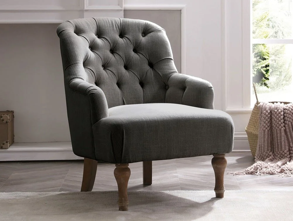 Kyoto Kyoto Bianca Charcoal Linen Accent Chair